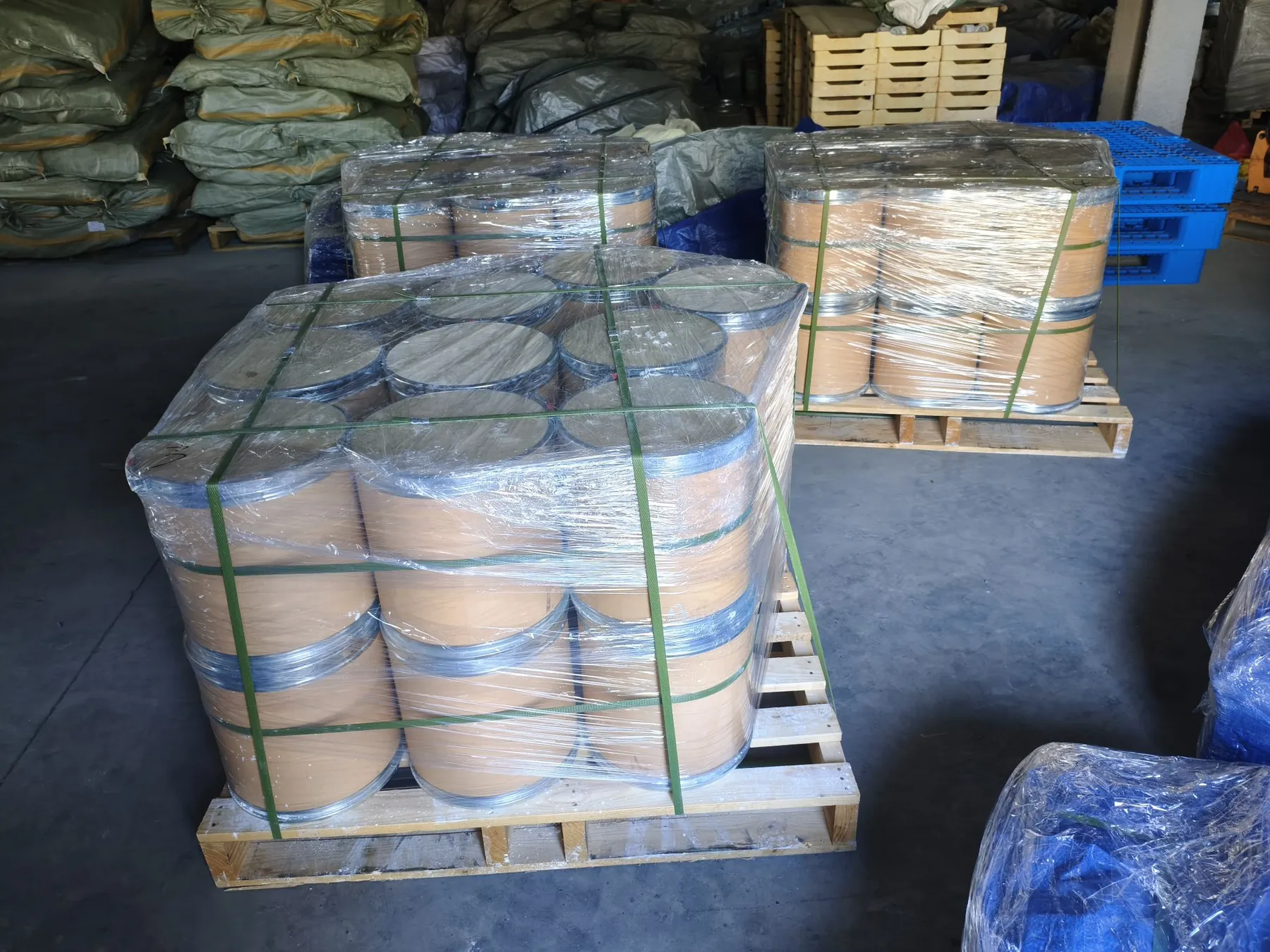 Fiber drums on pallets